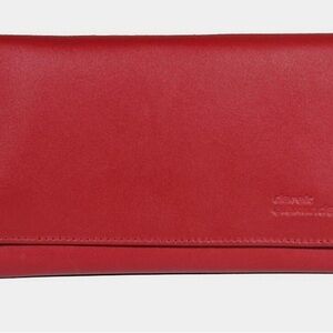 Derek Alexander red leather wallet clutch